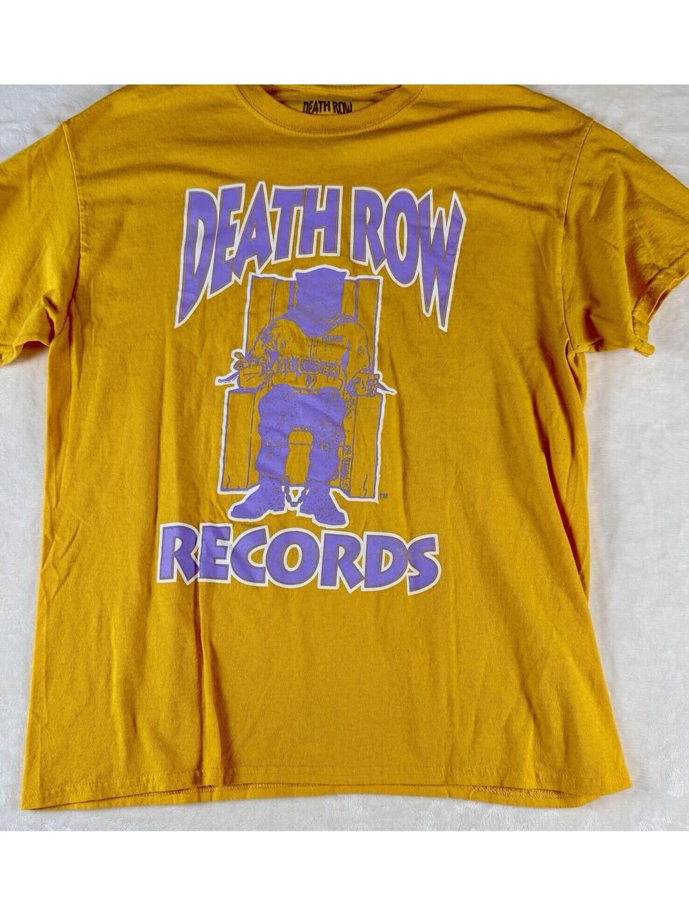 Death Row Records Graphic T Shirt Yellow Purple Logo Mens Size L